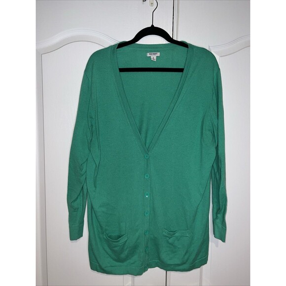 Old Navy Women’s Long Lean Button Cardigan XL Jade Green Pockets long sleeve - Picture 1 of 14